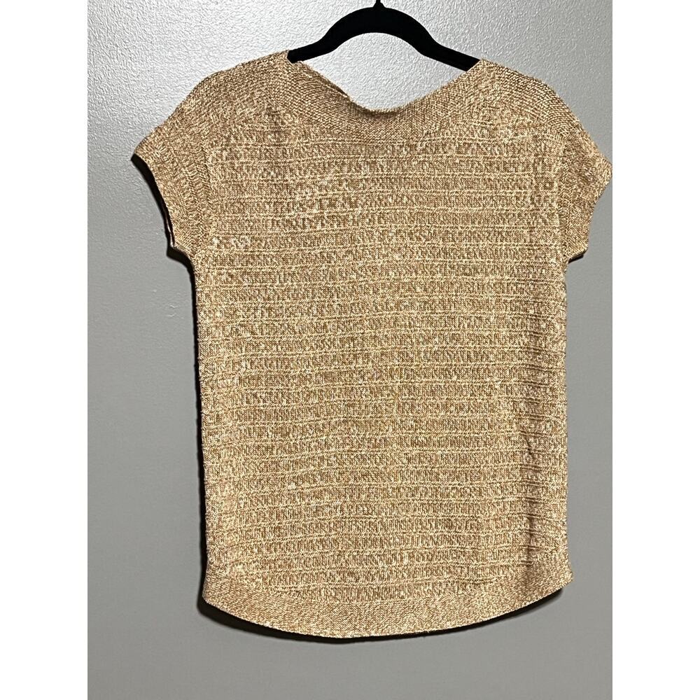 Talbots Metallic Gold Short Sleeve Knit Top